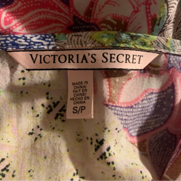 Victorias Secret S Relaxed Pink Green Blue Mixed Print Patchwork Swim Cover Up - Picture 10 of 12